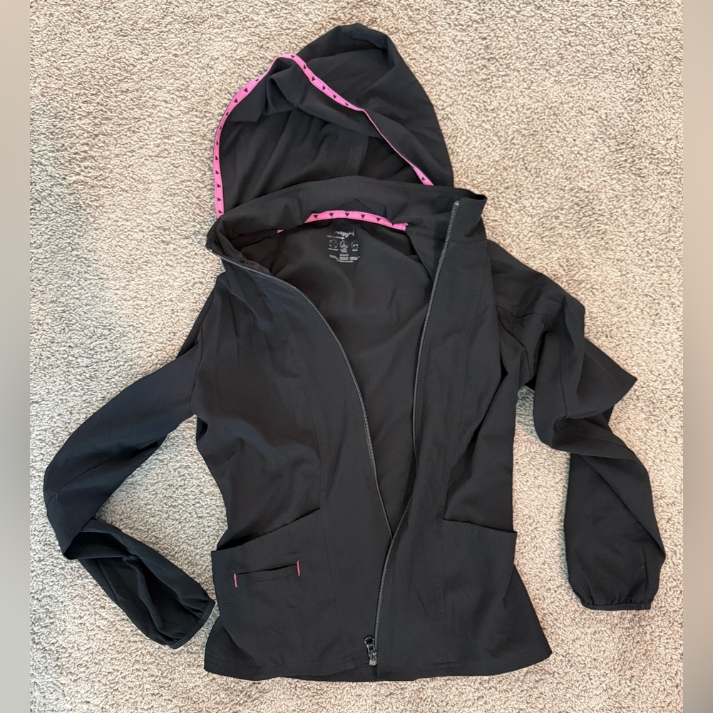 Cute Black Hooded Jacket with hearts and pant set